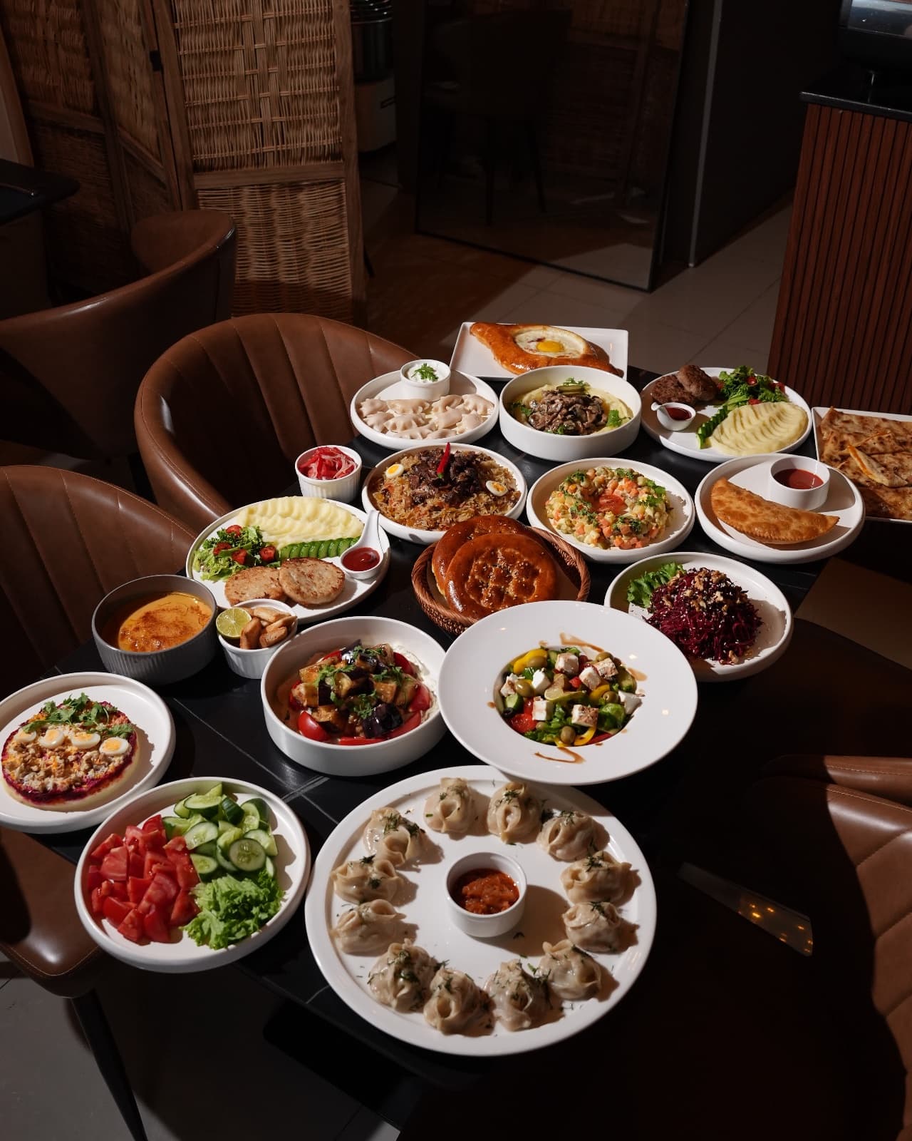 Traditional Chechen flatbread at Grozny Restaurant